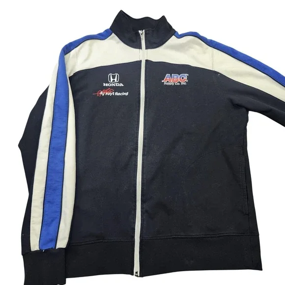 AJ Foyt Racing Jacket Mens L Black IndyCar Racing Honda Full Zip ABC Supply Co - Picture 1 of 10